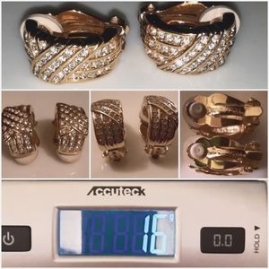 Vintage Swarovski Crystal Gold-tone Clip Earrings